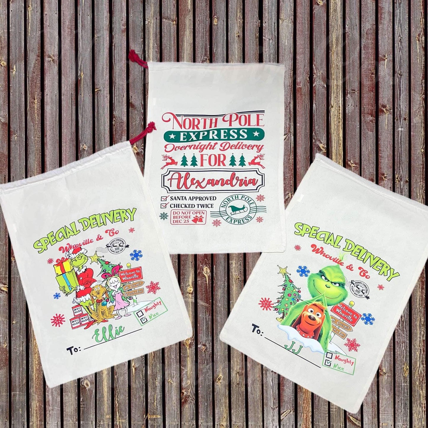 Special delivery gang santa sack (leave name in color box)