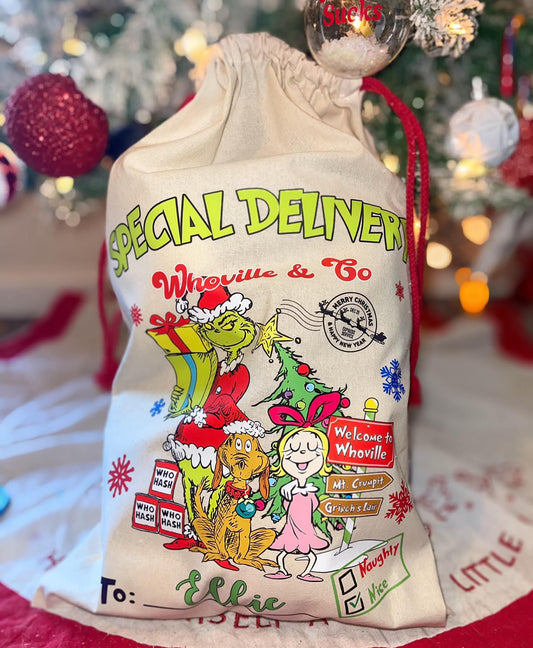 Special delivery gang santa sack (leave name in color box)