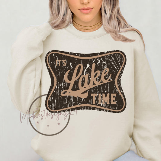 Lake time distressed sign